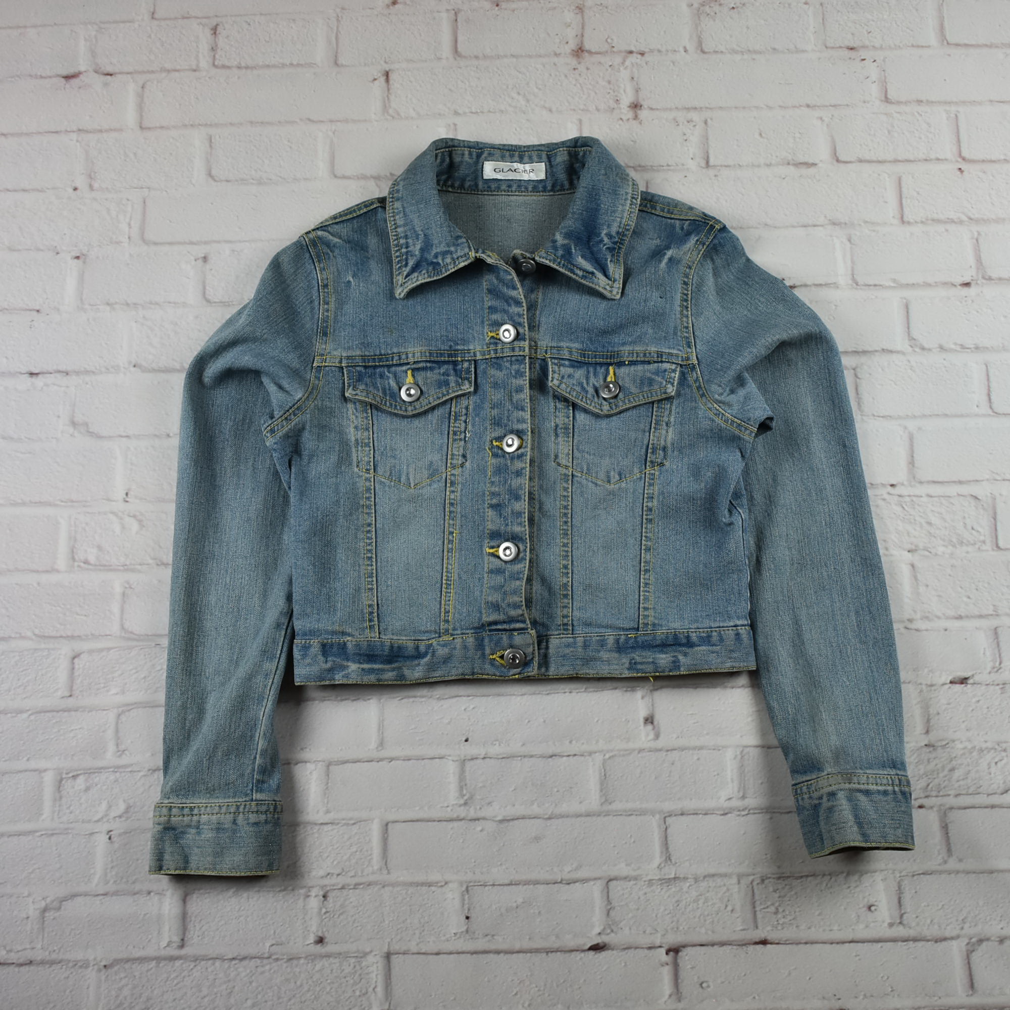 GLACIER อกจริง 33 ไซส์ 150 เสื้อแจ็คเก็ตยีนส์ แขนยาว เด็กหญิงชาย ทรงสวยใส่สบาย ใส่คลุมกันแดด