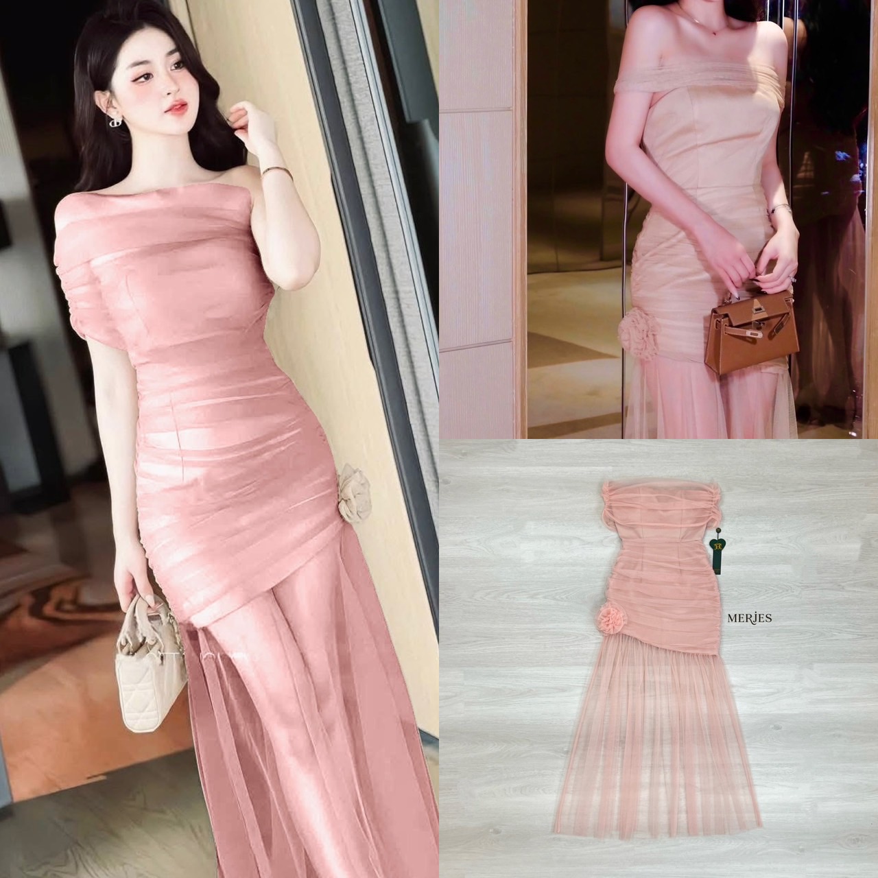 เดรสยาวทรงปาดไหล่หรือจะใส่แบบเฉียงก็เก๋สีโอรสออกน้ดแอบเรียบเก๋ๆอกมีฟองน้ำ เดรสสั้นครึ่งตัวด้านล่างเป็นชายซีทรูทั้งชุดมีดอกไม้แต่งตรงกลางชุดเรียบๆสวยๆคะ การันตีงานคุณภาพ 💯คัตติ้งประณีตใส่ใจทุกรายละเอียดของงาน เดรสออกงานเรียบหรูที่ต้องมี