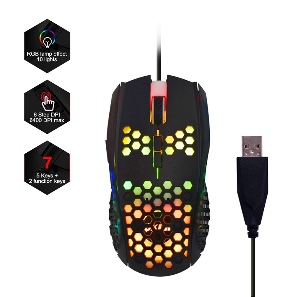 OKER GM-56 MOUSE MACRO USB 7D LED 6400DPI ESPORTS SKU-02949