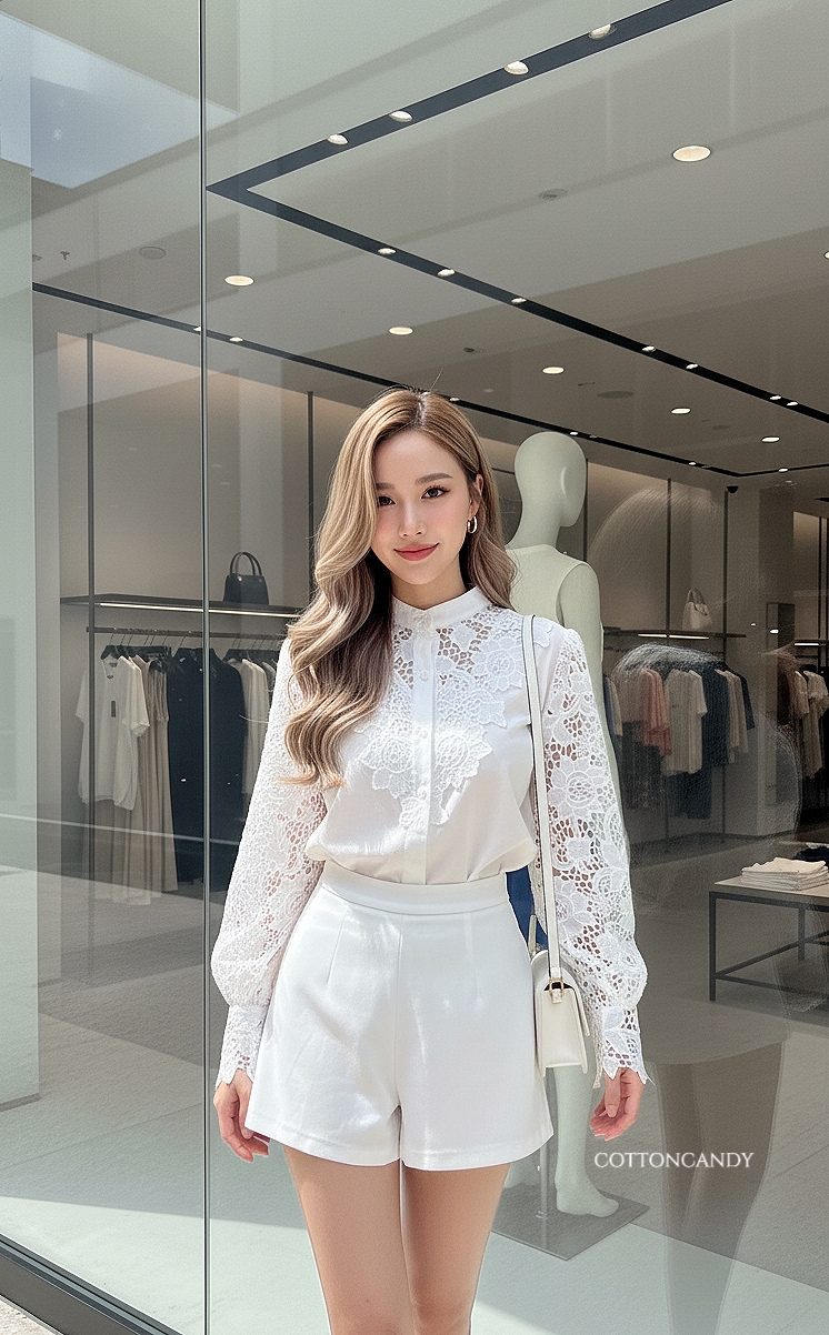 Tag#cottoncandy เสื้อดีเทลแต่งลูกไม้ฉลุ รุ่นนี้งานนำเข้าเกรดดีพรีเมี่ยม แพทเทิลนี้ใส่สวยหรูแน่นอนคร่าาาาา