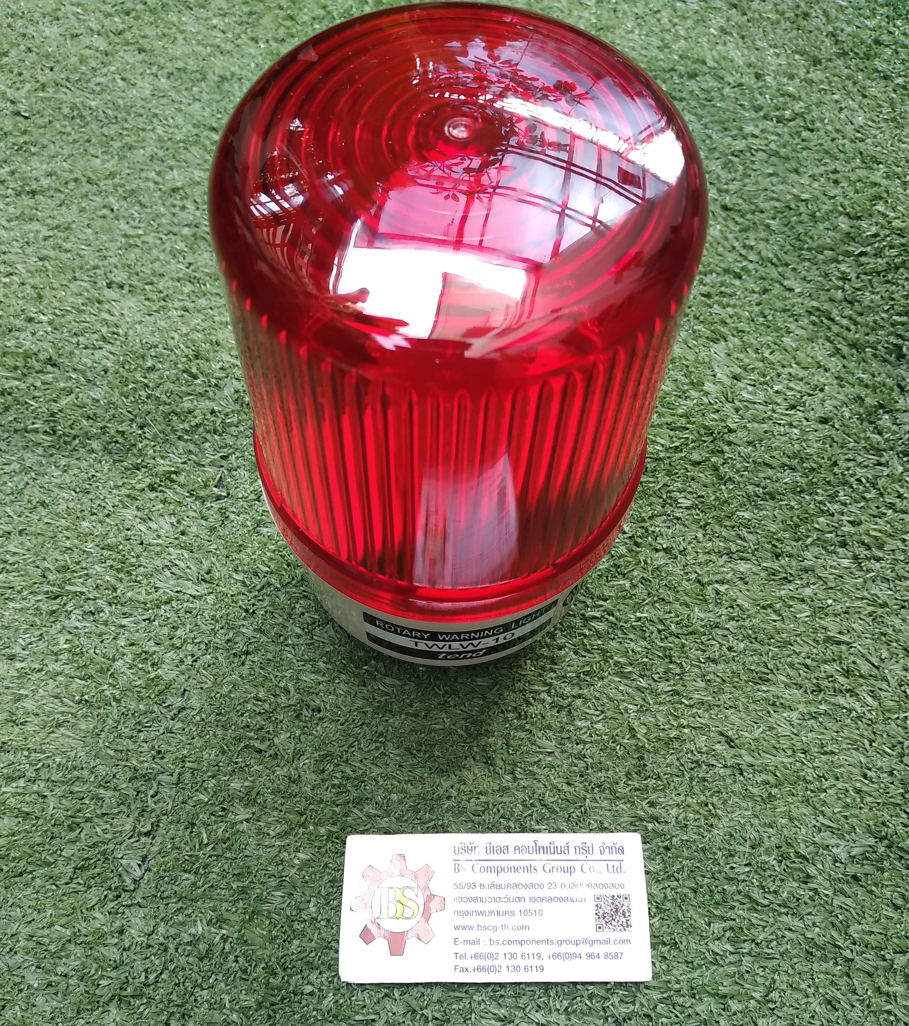 TEND : TWLW-10L7R ไฟหมุน, ฝาลายเส้น, 100 mm, LED, 24V, สีแดง