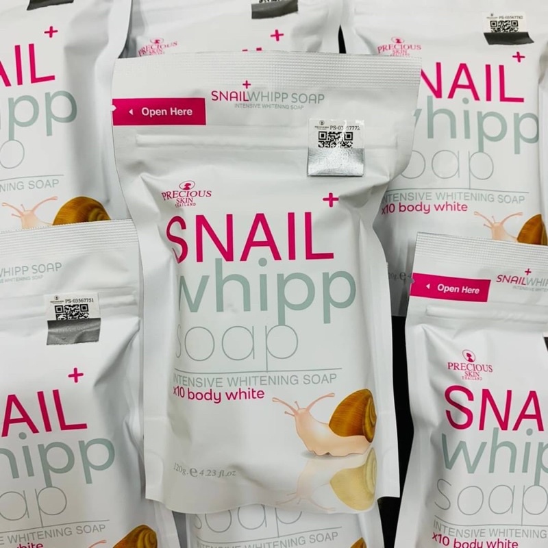 Snail whipp soap 120g พร้อมตาข่ายตีฟอง สบู่สเนล