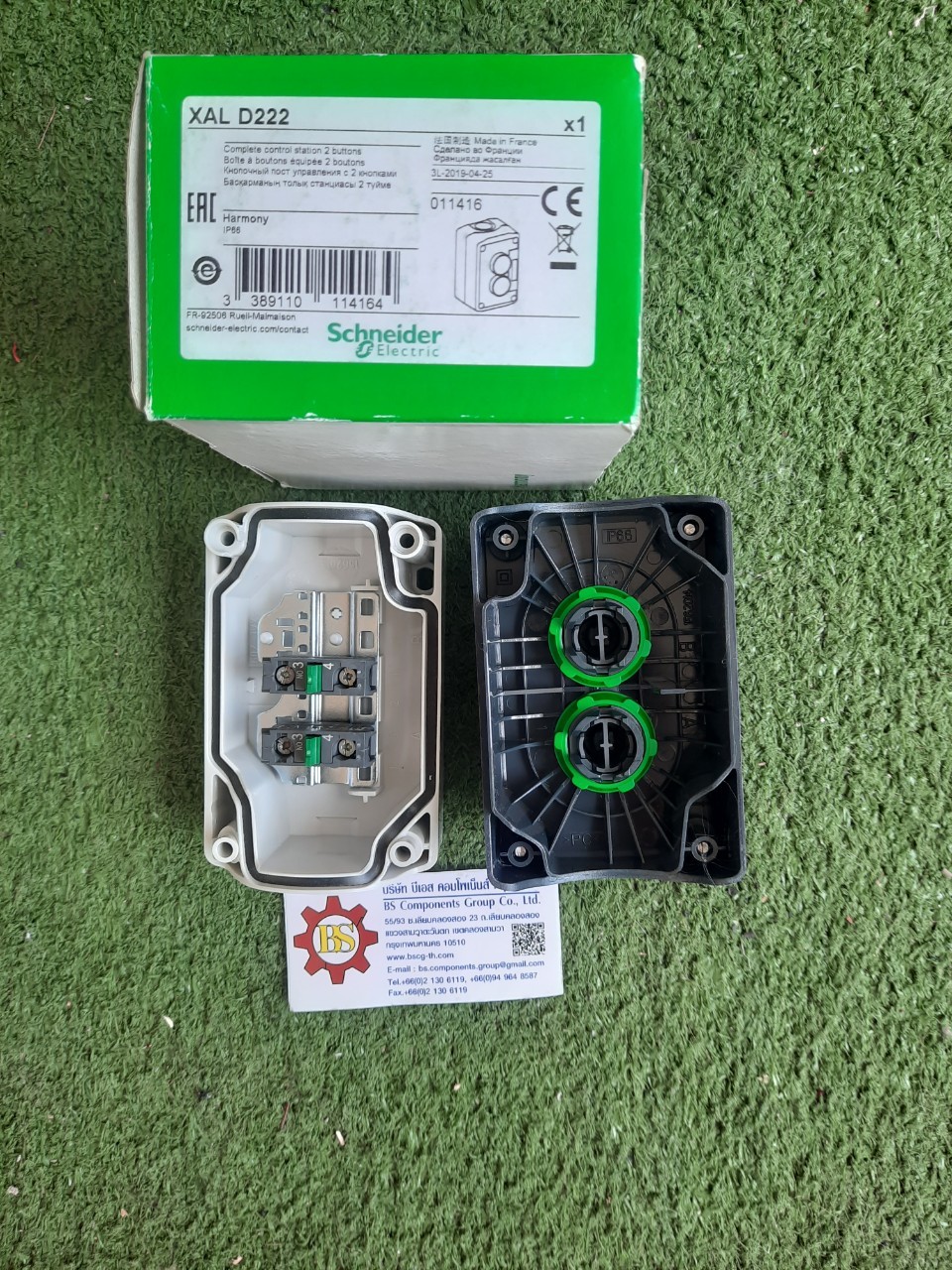 Schneider : สวิตช์กดเรียบ 2 ปุ่ม XALD222 ปุ่มขึ้นลงสีขาว-ดำ