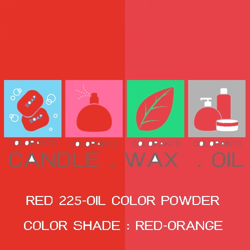 Color Red :RED 225-OIL 100 % COLOR POWDER สีแดงออยชนิดผง ละลายในน้ำมันโปร่งใส