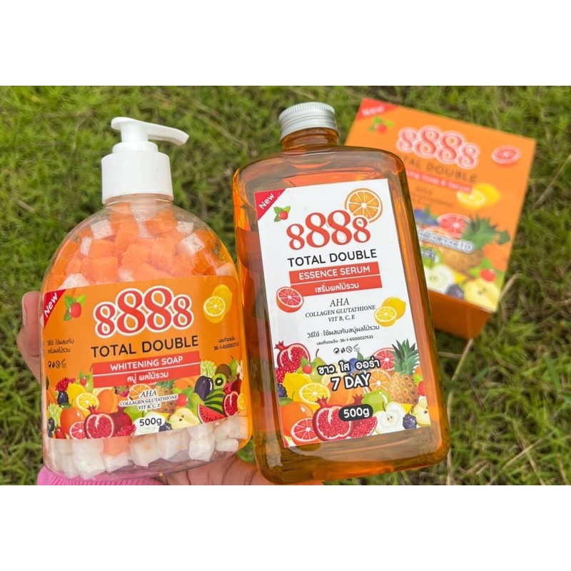 สบู่ + เซรั่ม สูตรเปิดผิวขาวx10 8888 TOTAL DOUBLE Whitenig Soap & Serum