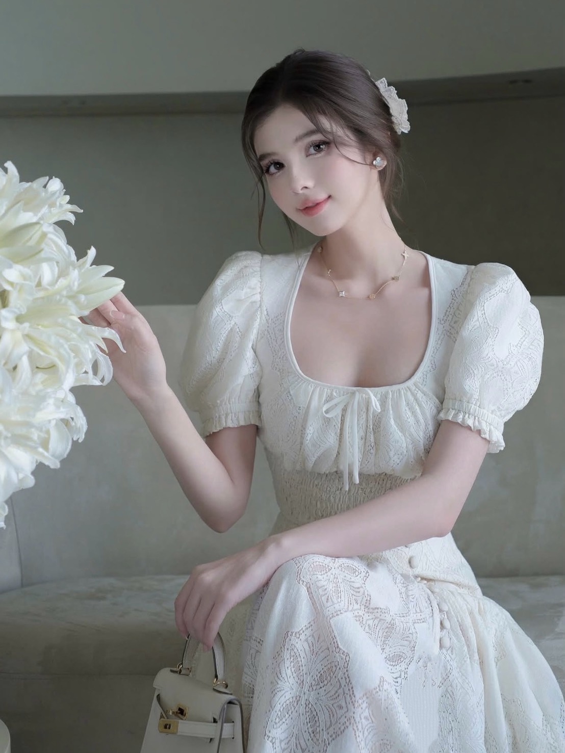 Teg : Lover’s Shop Detail : Set2ชิ้น ผ้าลูกไม้เนื้อนุ่ม ฉลุลาย สวย น่ารัก หวานซ่อนเปรี้ยว ดีเทลทรงเสื้อแขนตุ๊กตา ชายเสื้อมีสม็อคยืดได้ตามตัวค่ะ ความยาวเสื้อกำลังดีเอวไม่ลอยนะคะ มีซับใน มาพร้อมกับกระโปรงทรงเจ้าหญิง งานซิบหลัง ขอบเอวเรียบ