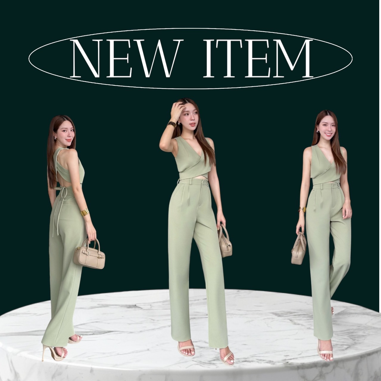 เสื้อครอปสั้นทรงบลา คอวีแบบขวาทับซ้าย ข้างหลังไขว้ดีเทลเก๋ มีบลาในตัว สีสวยขับผิวผ้าเนื้อดีมีน้ำหนัก แมทช์คู่กับกางเกงเอวสูงทรงสวยมากสีเดียวกันกับชุดมีกระเป๋าด้านข้าง ชุดนี้ใส่ได้ทุกโอกาสเลยค่ะ