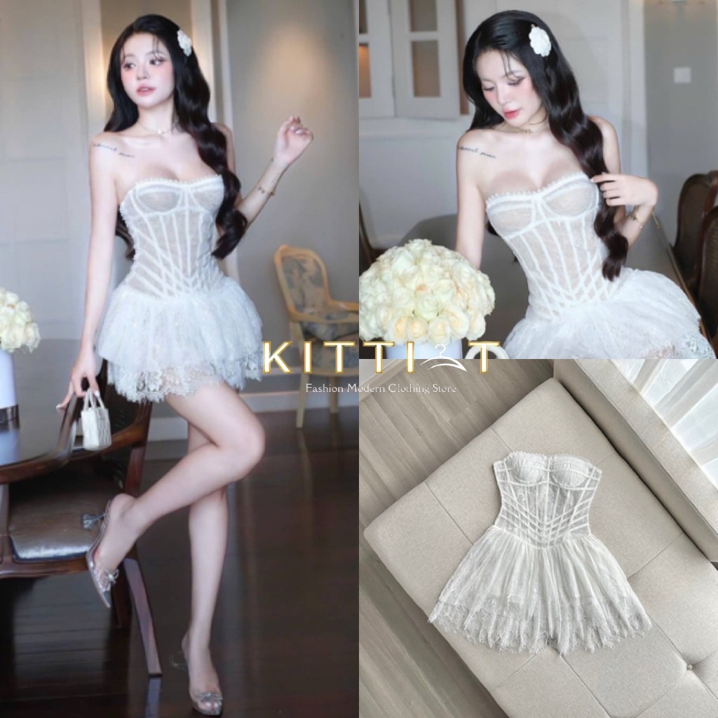 Dress เกาะอก High Quality ลุคนี้สาวก high luxury ห้ามพลาด กับตัวเดรสผ้าลูกไม้เนื้อดี ตกแต่งด้วยการเล่นลายผ้า Detail แน่นมาก ซิบหลัง มีฟองน้ำเสริมอก รุ่นนี้ใครมี คือ ชนะเลิศ