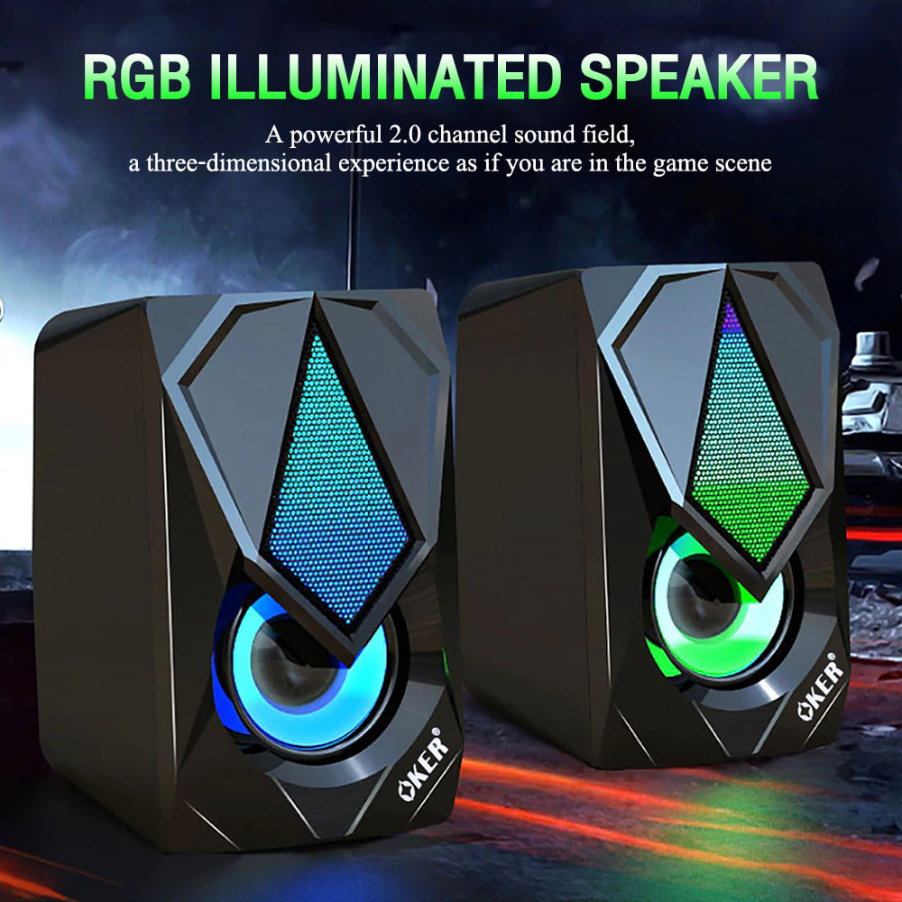 SP-569 OKER SPEAKER 2.1 มีไฟ USB RGB SP-OK-20-569BK