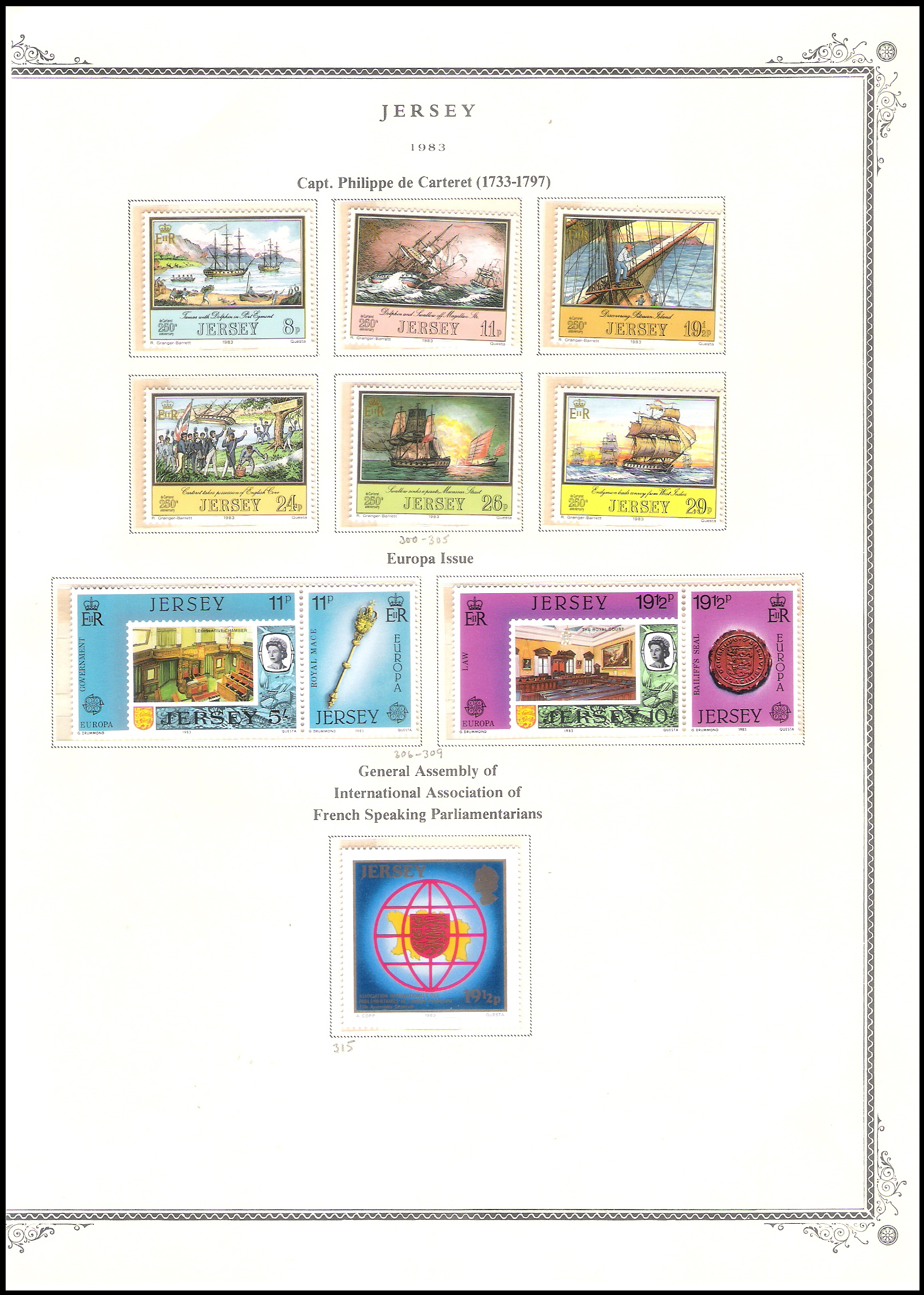 2 SHEETS 1983 GB Jersey