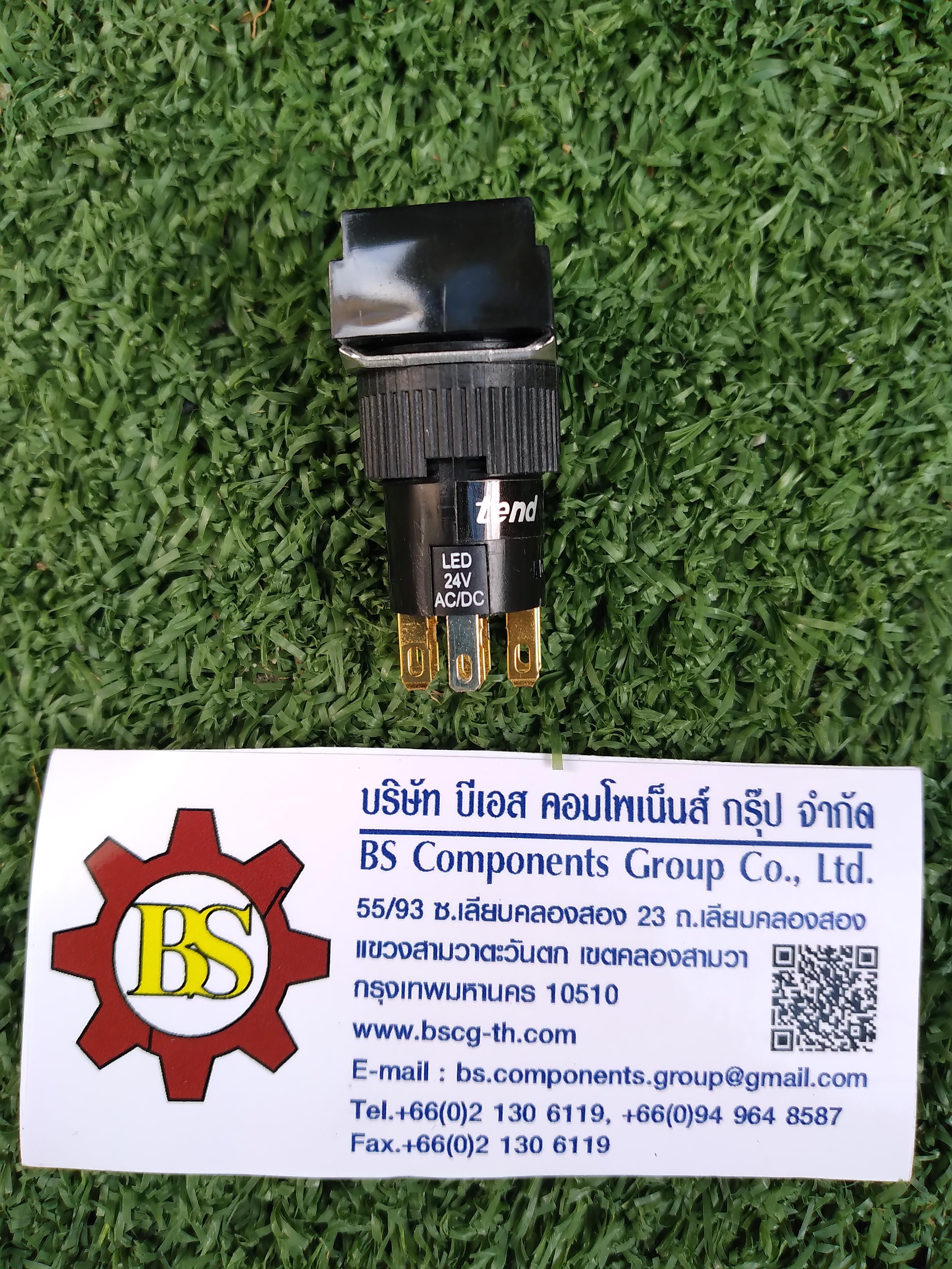 TEND : สวิตซ์ปุ่มกดล็อค 16mm.24V 2NO+2NC สีเขียว คอนแทคสั้น (สี่เหลี่ยม)