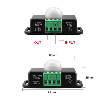 DC 12V 24V 8A Automatic PIR Motion Sensor Switch