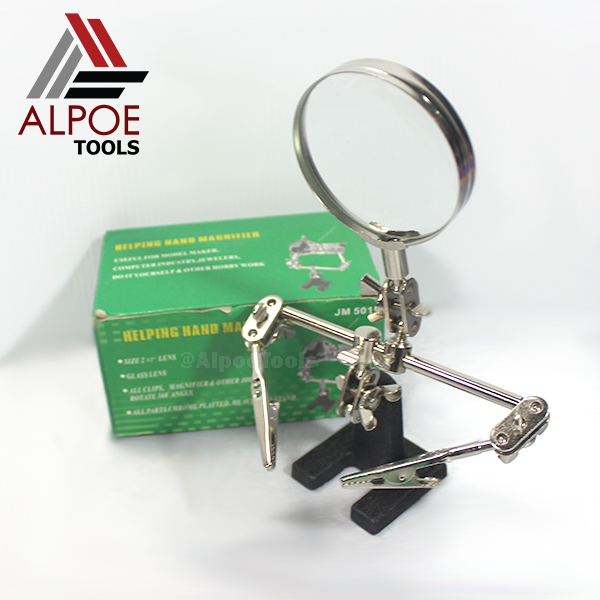 แว่นขยายตั้งโต๊ะ พร้อมตัวจับ งานโลหะ รุ่น JM-501