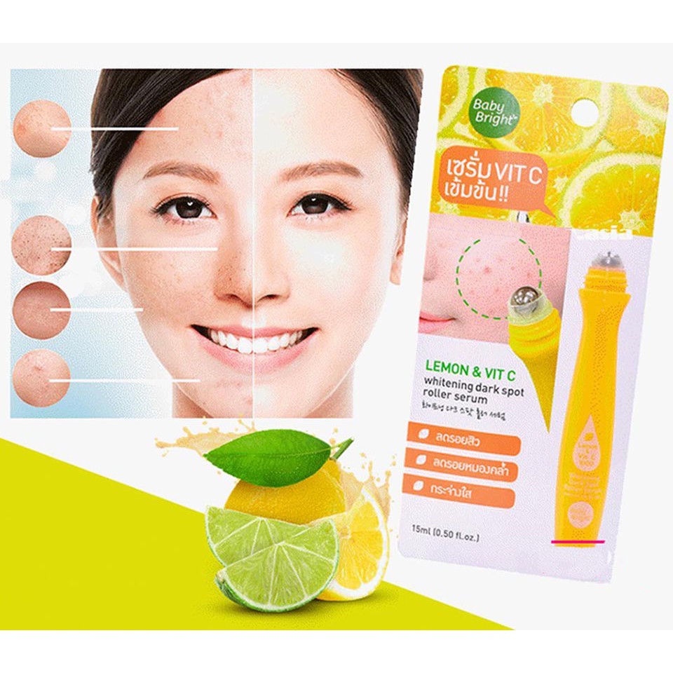Baby Bright Eye Roller Serum 15 g 4สูตร Aloe Vera / Lemon / Tomato / Hya เบบี้ไบร์ท เซรั่มบำรุงรอบดวงตา แบบลูกกลิ้ง