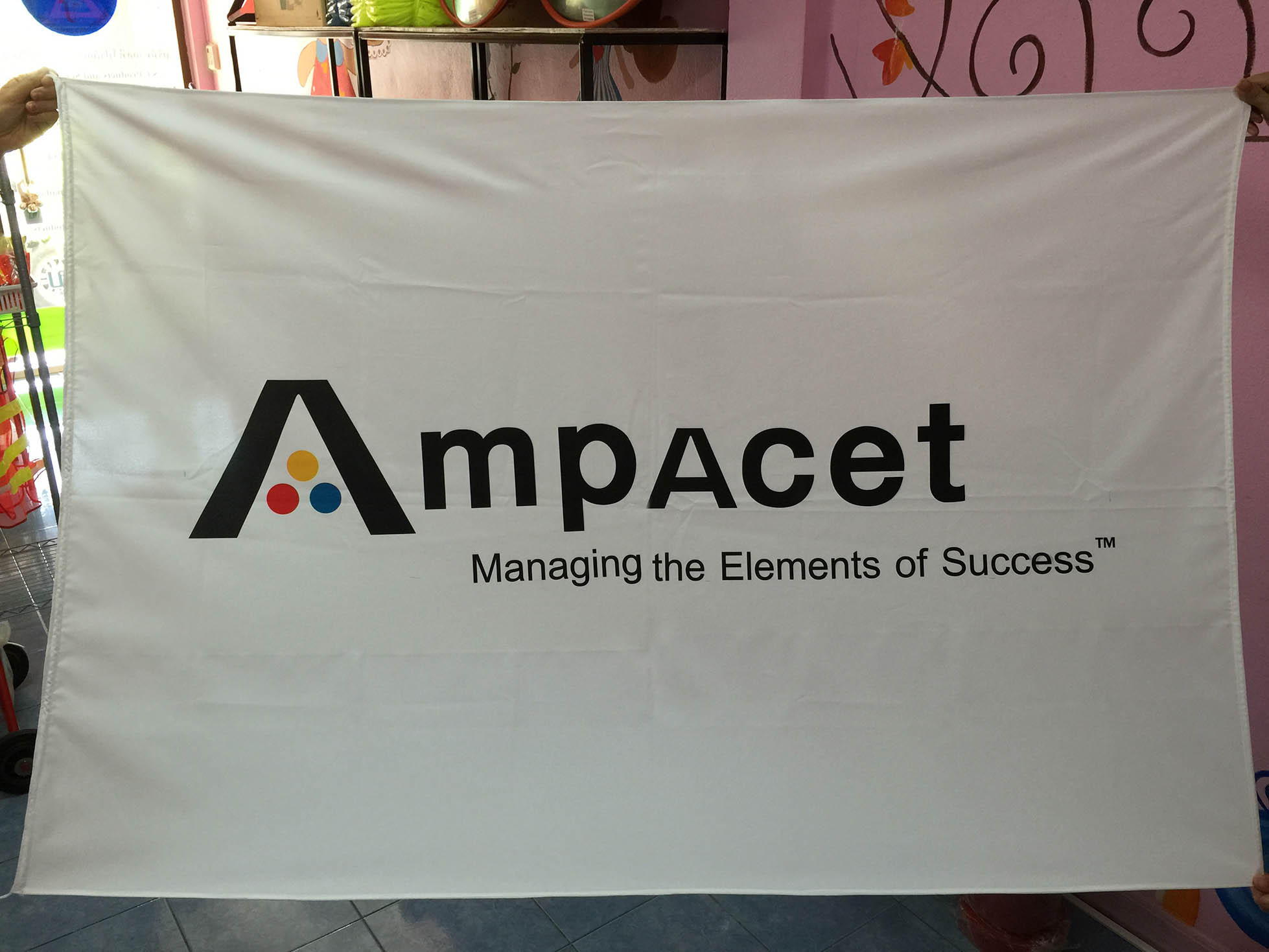 ธงโลโก้บริษัท ขนาด 80x120 ซม. ผ้าโพลีหนา