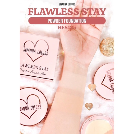 Sivanna Flawless Stay Powder Foundation : HF8125 แป้งพัฟหัวใจ ผสมรองพื้น แป้งพัฟ