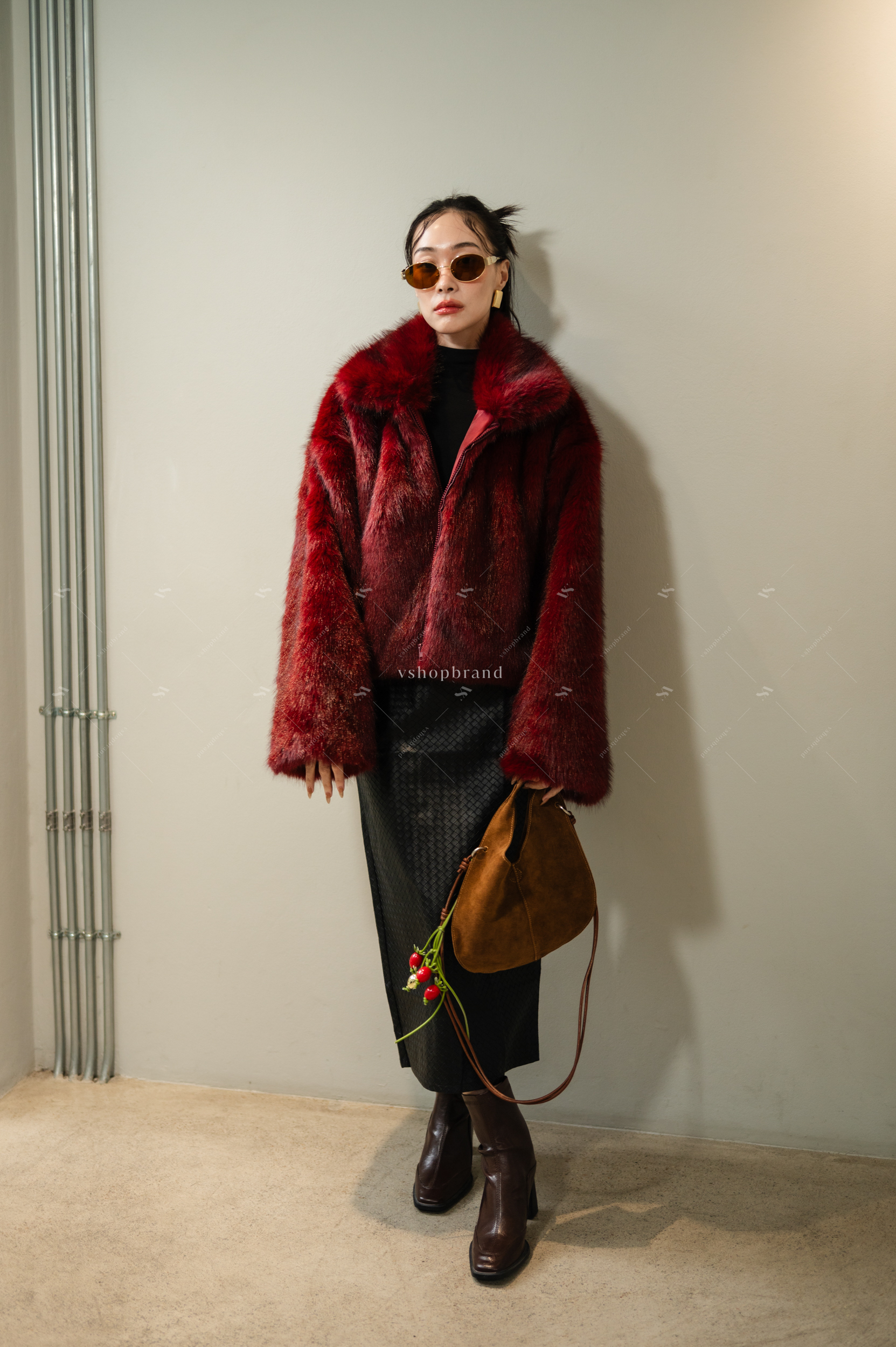 เสื้อคลุมขนเฟอร์ซิปหน้า