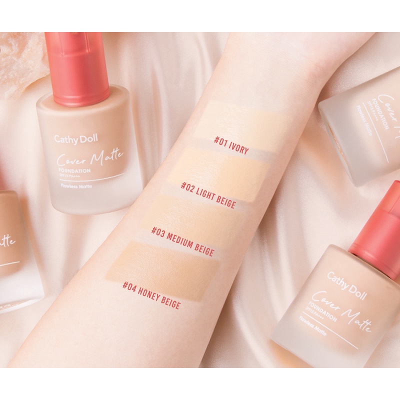 (1ซอง) เคที่ดอลล์ ครีมรองพื้น เนื้อแมท ปกปิด คุมมัน 6ml Cathy Doll Cover Matte Foundation SPF15 PA+++