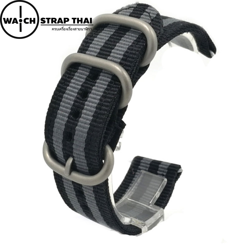 สายนาฬิกา สายนาฬิกาผ้าไนลอน SET02 Black Nylon Watch Strap ดำเทา Jamebond มีขนาด 20 , 22 mm