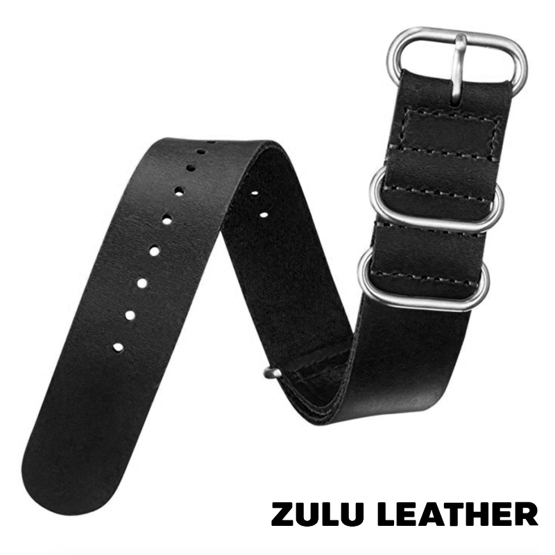 สายนาฬิกาซูลูสายหนัง สำหรับโรเล็กซ์ For Rolex สายนาฬิกาหนังวัว Zulu Leather Strap Black ขนาด 20,22,24 มม