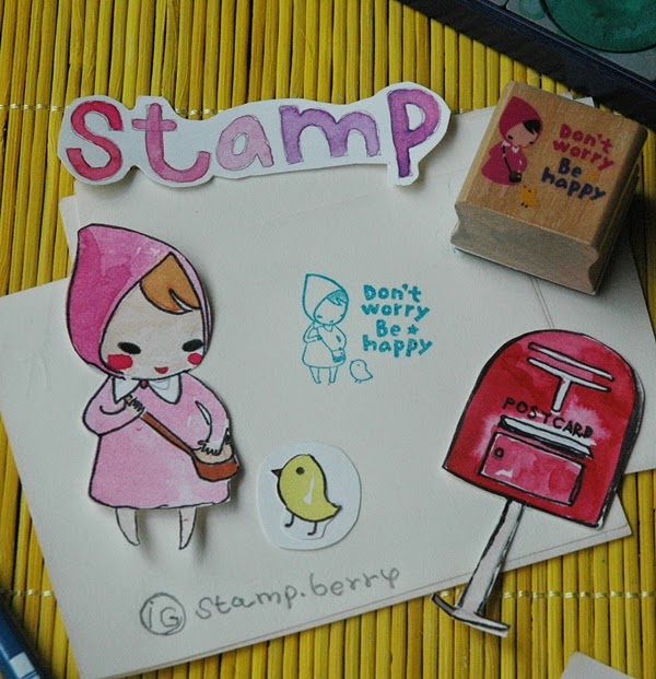 สแตมป์ยางด้ามไม้ Don't worry ขนาด 2.8 x 2.8 cm.