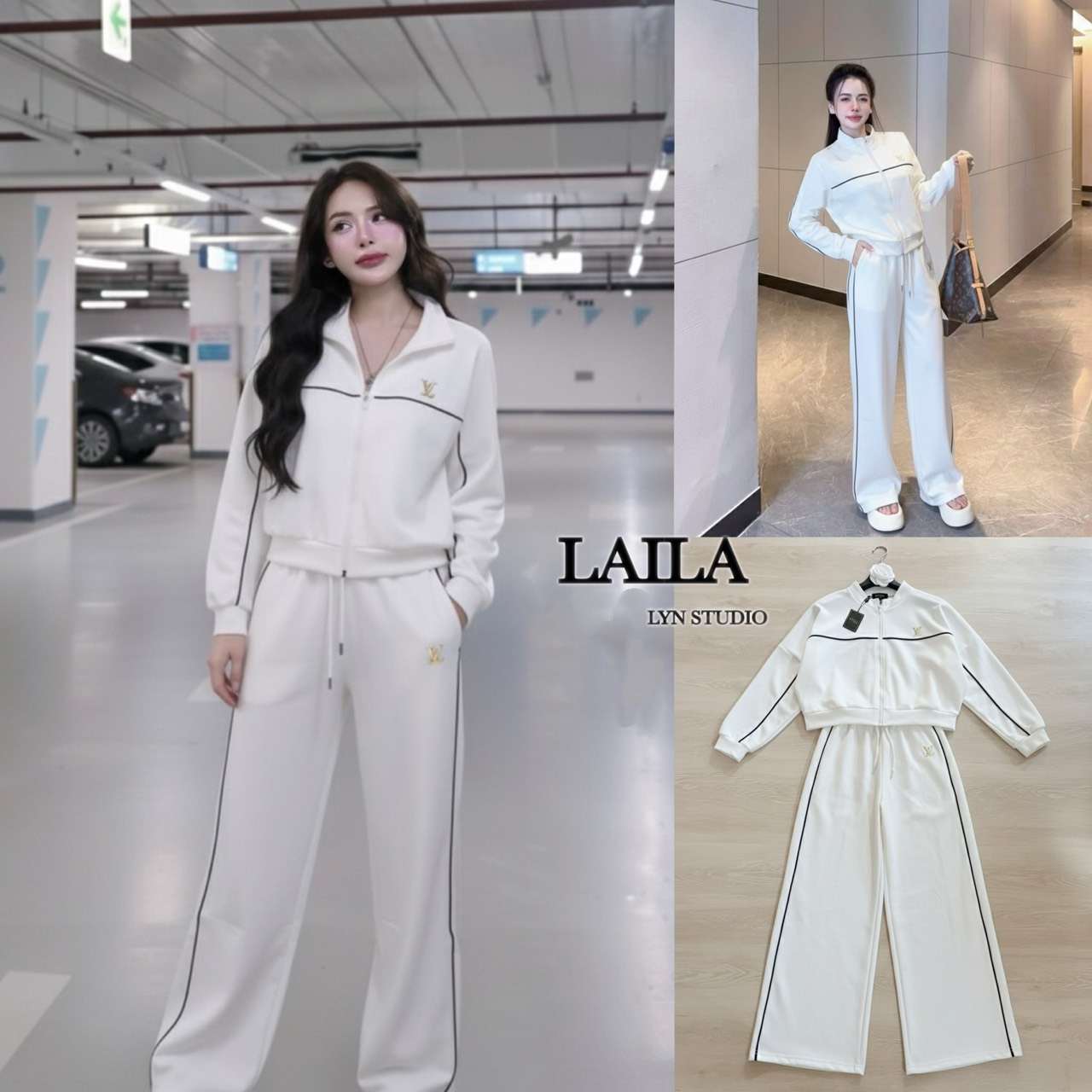 Tag: LAILA Detail:Setเสื้อสเวตเตอร์+กางเกง งานสเวตเตอร์แขนยาวผ้าวอล์มอย่างดีแต่งจั้มปลายแขน แต่งลายขีดขาดอกและช่วงอกกับหน้าขาแต่งปักโลโก้แบรนLVงานสวยมากค่า มาพร้อมกางเกงขายาวปลายขาแต่งปล่อยๆแต่งลายแถบมีเชือกผูกเอว ลุคนี้ใส่ได้ทุกโอกาสค่าาาา #ชุดเซ็ท #byla