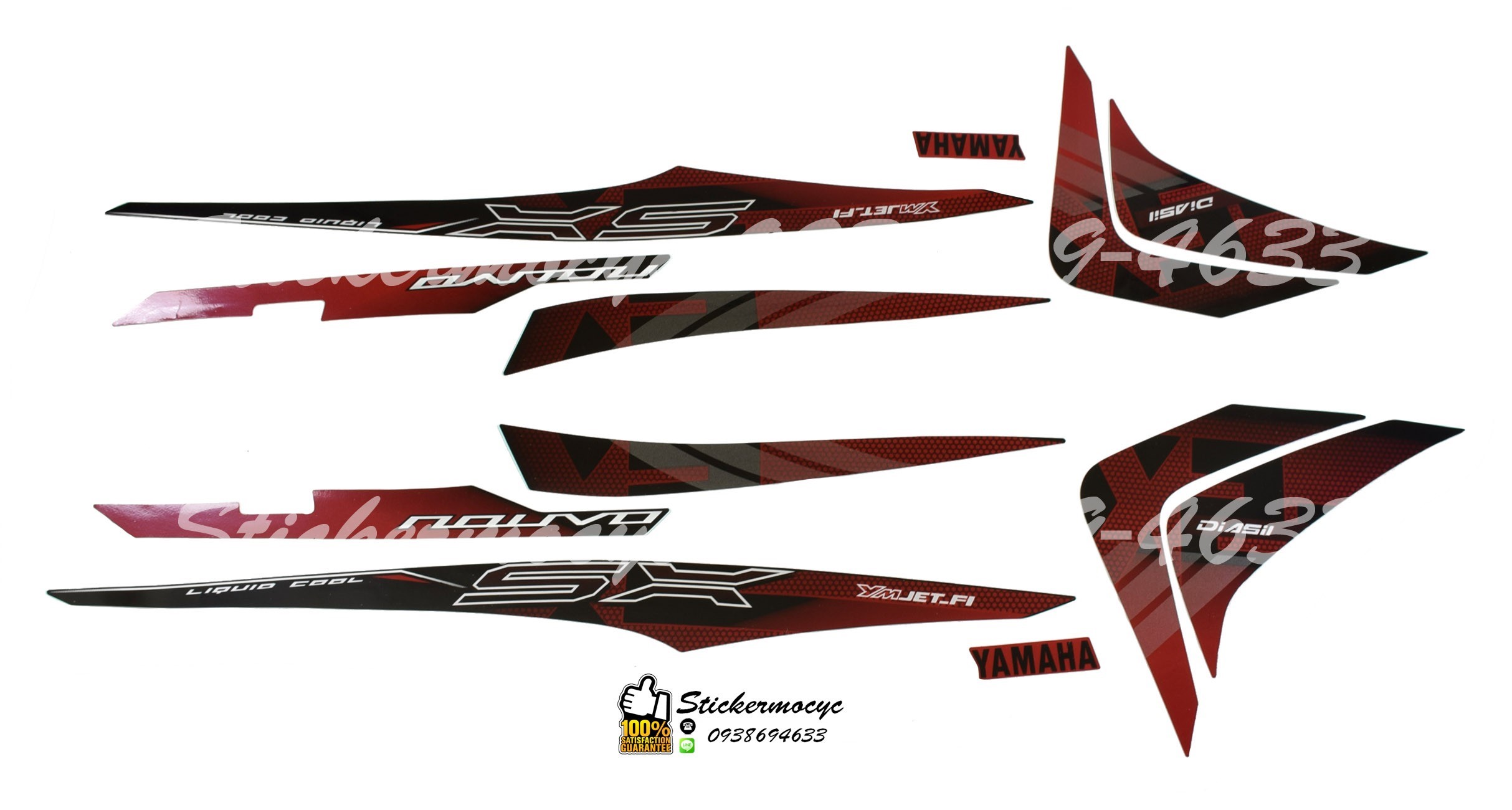 Sticker 3M YAMAHA NOUVO 125 SX ปี 2014 รุ่น 7 ติดรถสี แดง ดำ (เคลือบเงา) สติ๊กเกอร์ 3 M แท้ สติ๊กเกอร์ติดมอไซค์ ยามาฮ่า นูโว