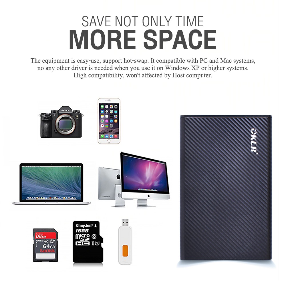 OKER ST-245 EXTERNAL HDD BOX 2.5" SATA USB 3.0/SATA SSD EX-25-OK-245BK