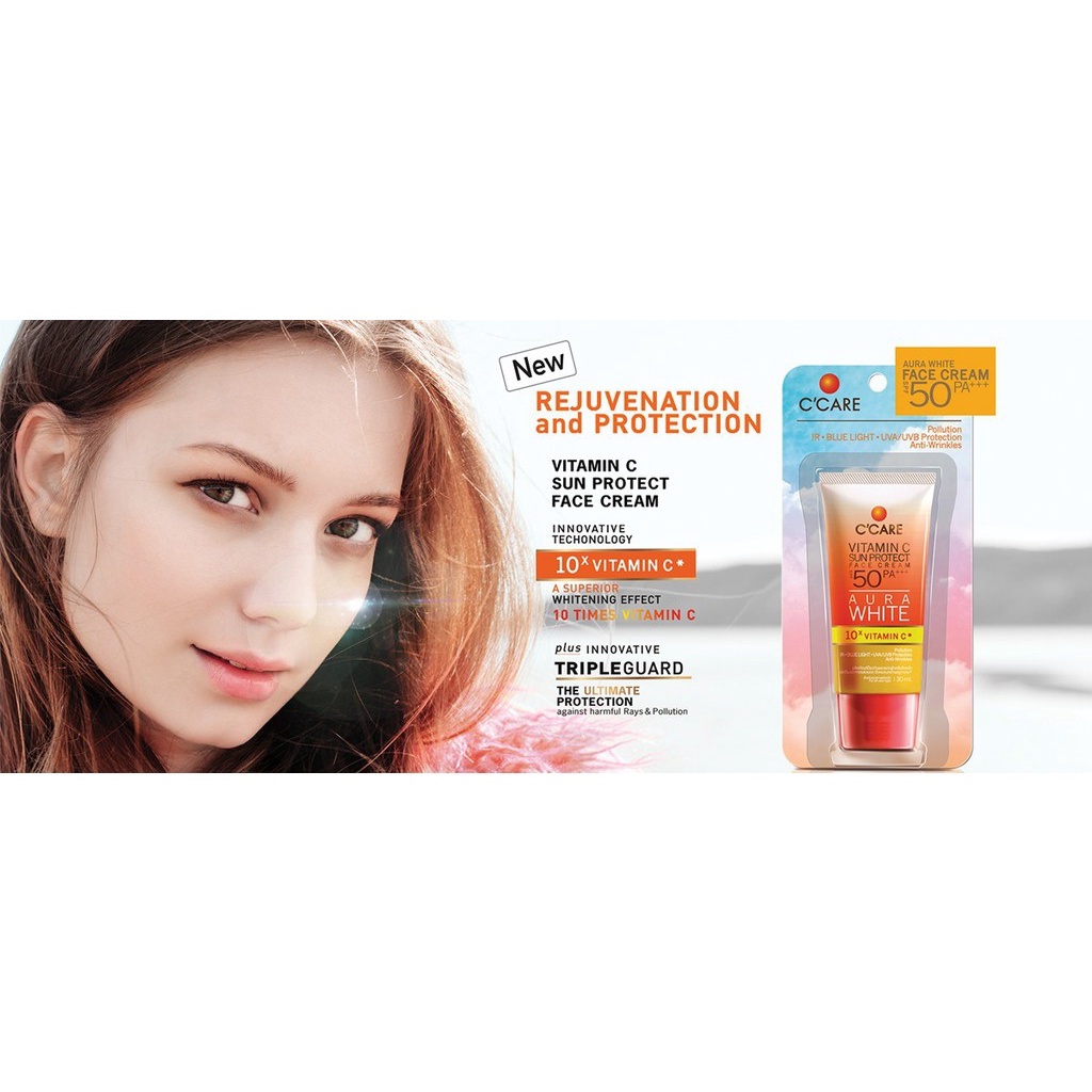 C’CARE Vitamin C Sun Protect Face Cream SPF 50 PA+++ 30 ml ครีมกันแดด สำหรับผิวหน้า