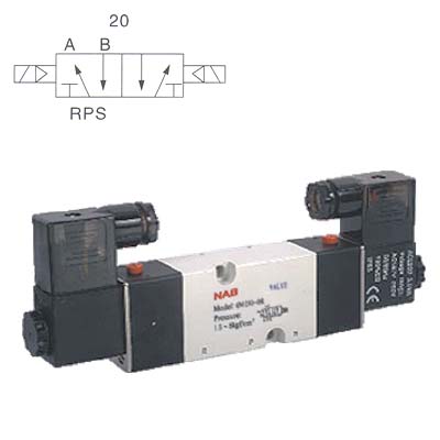 โซลินอยด์วาล์ว รุ่น 4M320-10(Port 3/8") 5/2 Double Coil