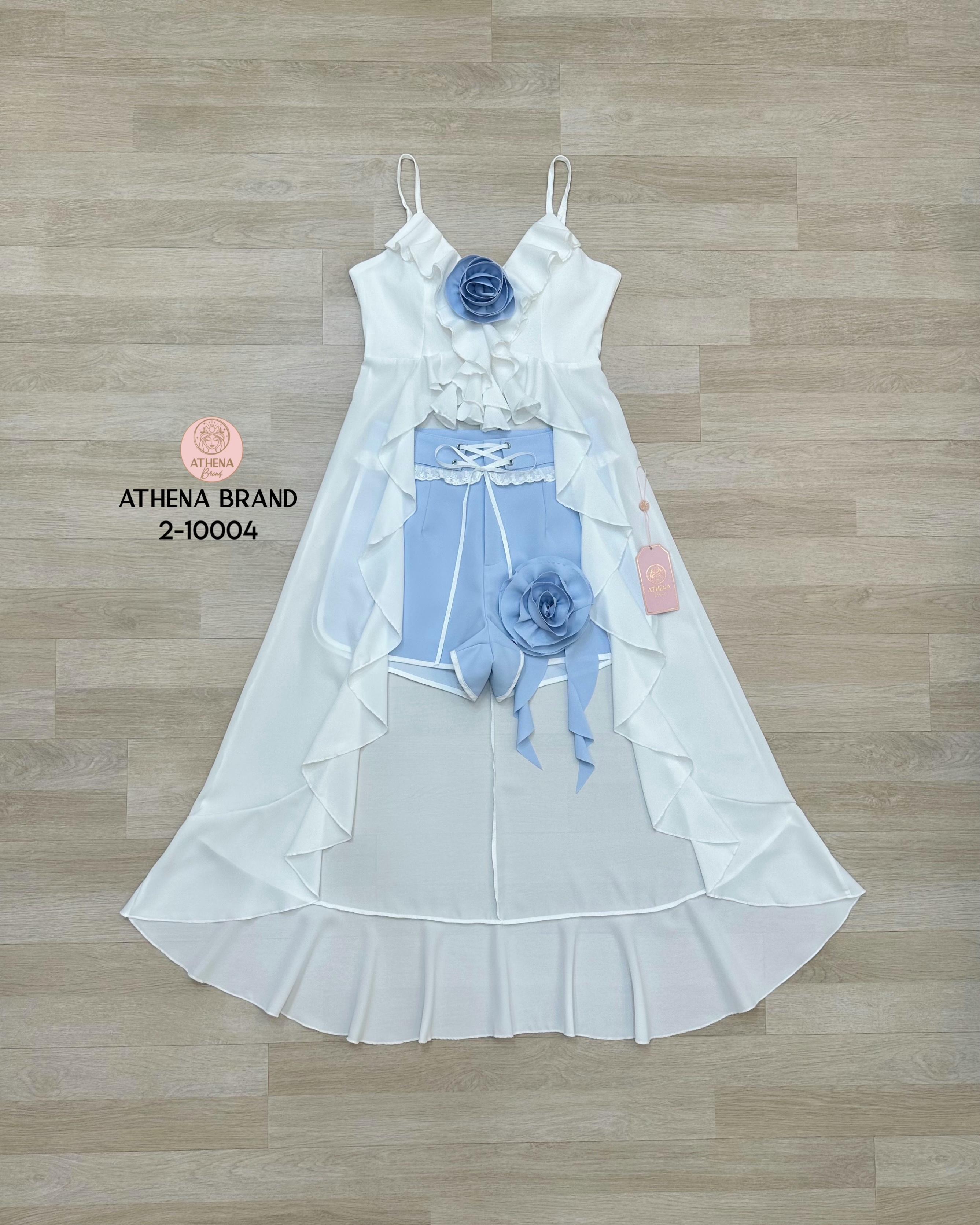 Tag 🔖 :Athena (อธีน่า) Brand Detail :: เสื้อ+กางเกง+เข็มกลัด เสื้อสายเดี่ยวดีไซน์แต่งระบายไล่ระดับทิ้งตัวพริ้วๆ(ช่วงสายสามารถปรับระดับได้) หน้าอกเสริมฟองน้ำจัดทรงสวย มีซิปด้านหลัง แมตช์มาคู่กับกางเกงดีไซน์กุ๊นขอบลูกไม้น่ารัก สวมใส่แบบซิปด้านหน้าแล