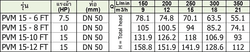PENTAIR ปั๊มยืนหลายใบพัด สำหรับสูบเข้าบอยเลอร์ รุ่น PVM 15 - 6 FT
