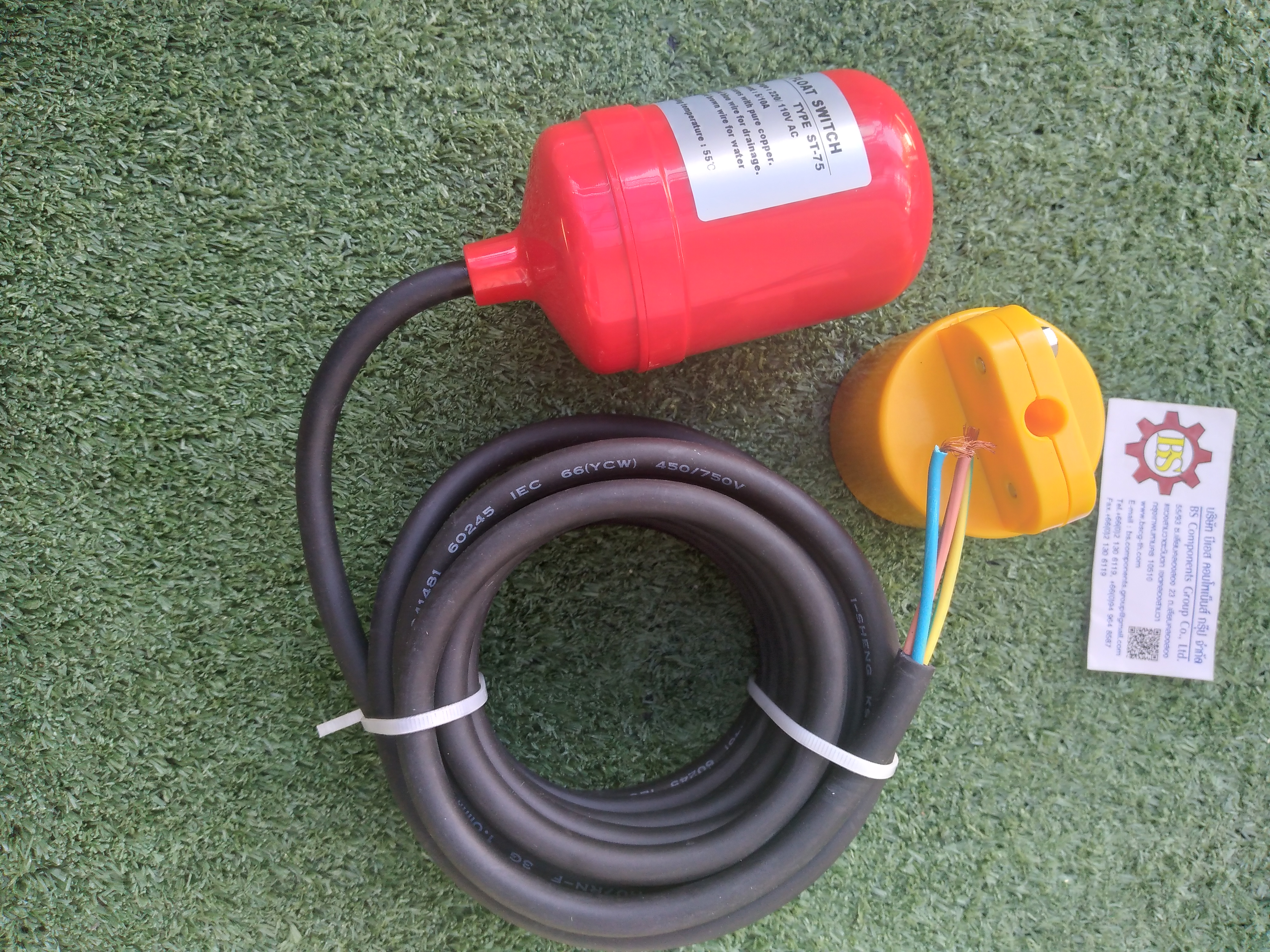 SHINOHAWA : สวิตช์ลูกลอย น้ำเสีย ST-75(FL015)สาย 5 ม.