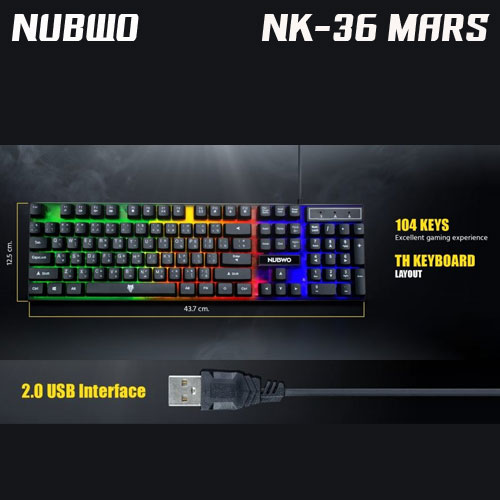 NK-36 MARS NUBWO GAMING KEYBOARD USB LDE RAINBOW KB-UB-NW-NK36B