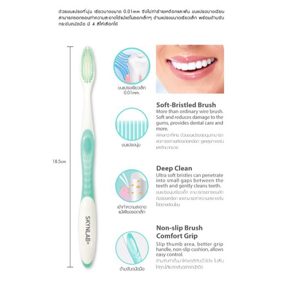 SKYNLAB แปรงสีฟันแพ็ค 4ชิ้น Premium Slim Soft Toothbrush
