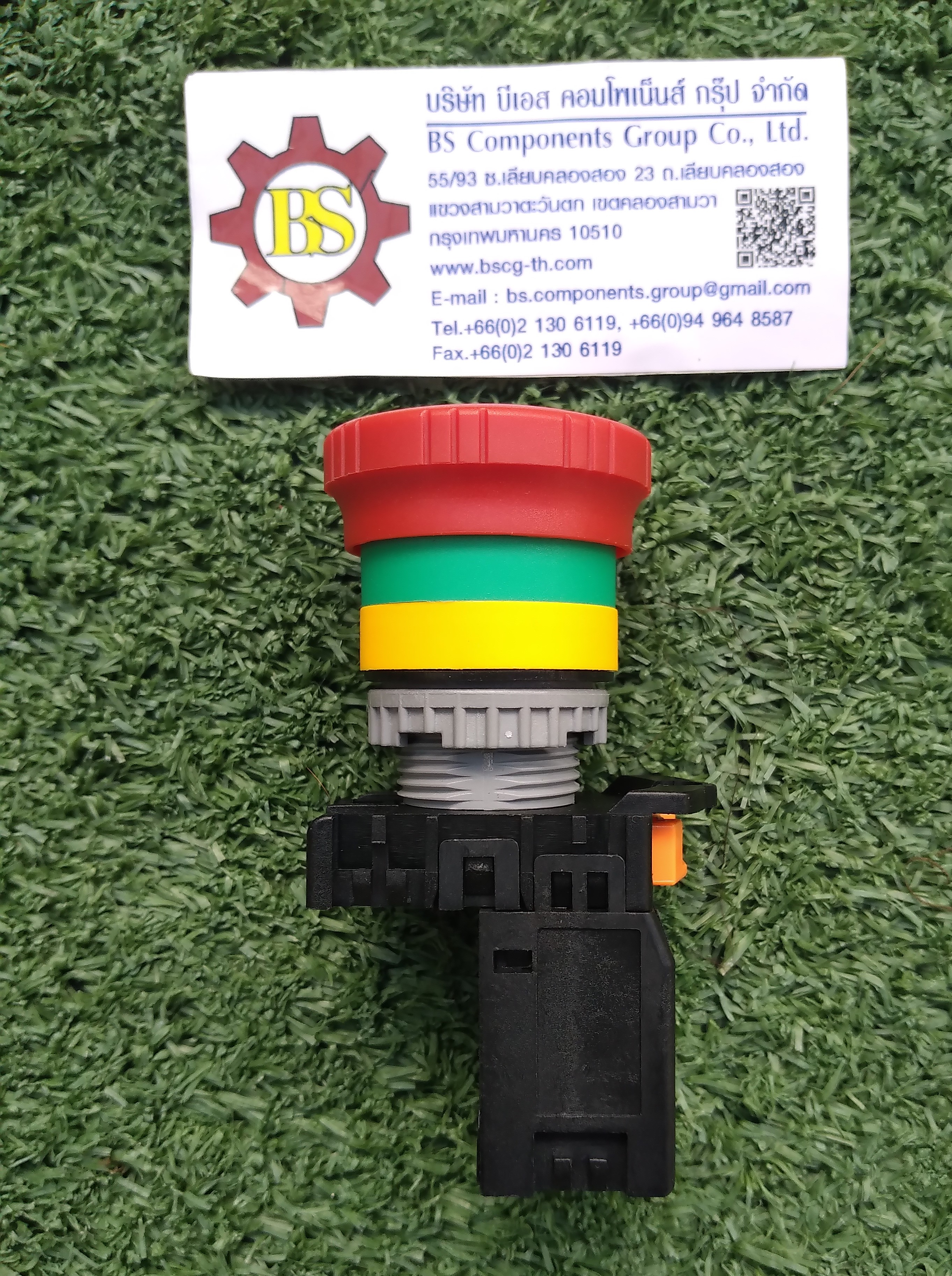 TEND : สวิตช์กดล็อคหัวเห็ด 25mm. 1NO+1NC สีแดง