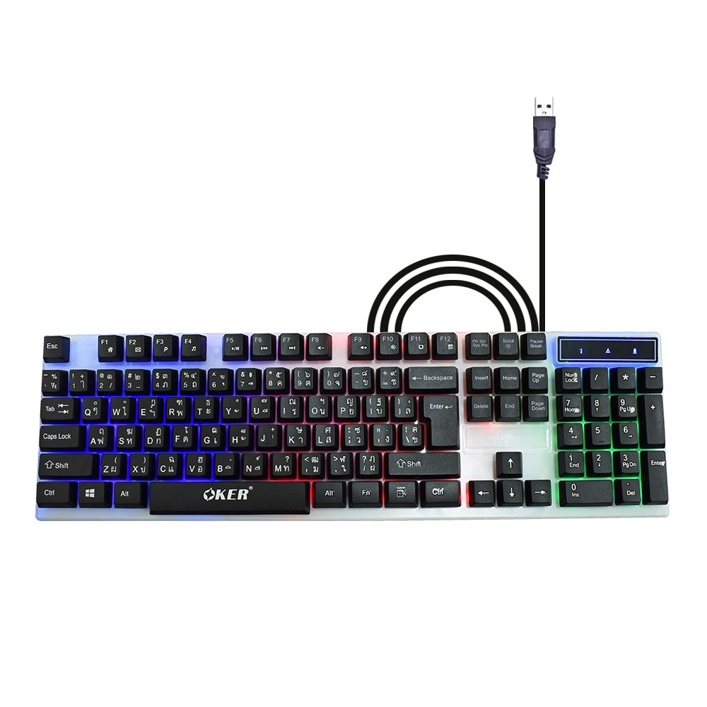 K-36 OKER DARK KNIGHT RAINBOW LED KEYBOARD USB KB-UB-OK-K36BK