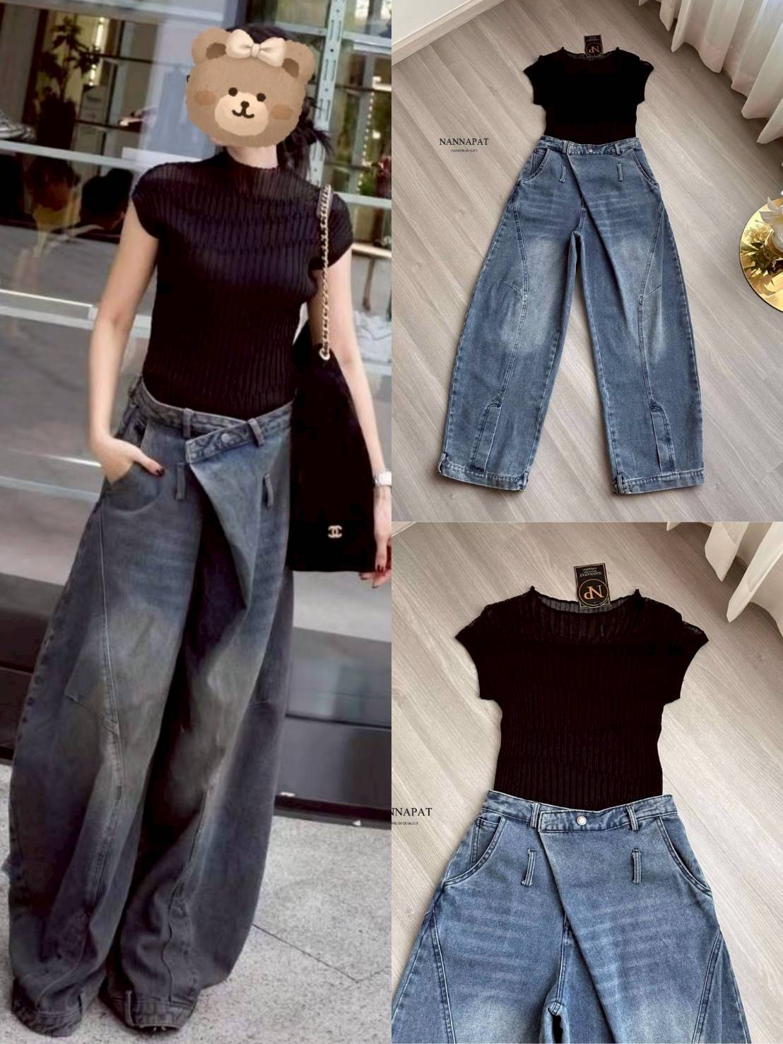 SETเสื้อผ้าสเวสเตอร์ล่องนุ่มๆใส่สบาย เข้ารูปเก็บทรง มาคู่กับกางเกงยีนส์แท้ฟอก ดีไซน์เก๋ๆ ทรงบาร์เรลสวย แม็ชกันลงตัว