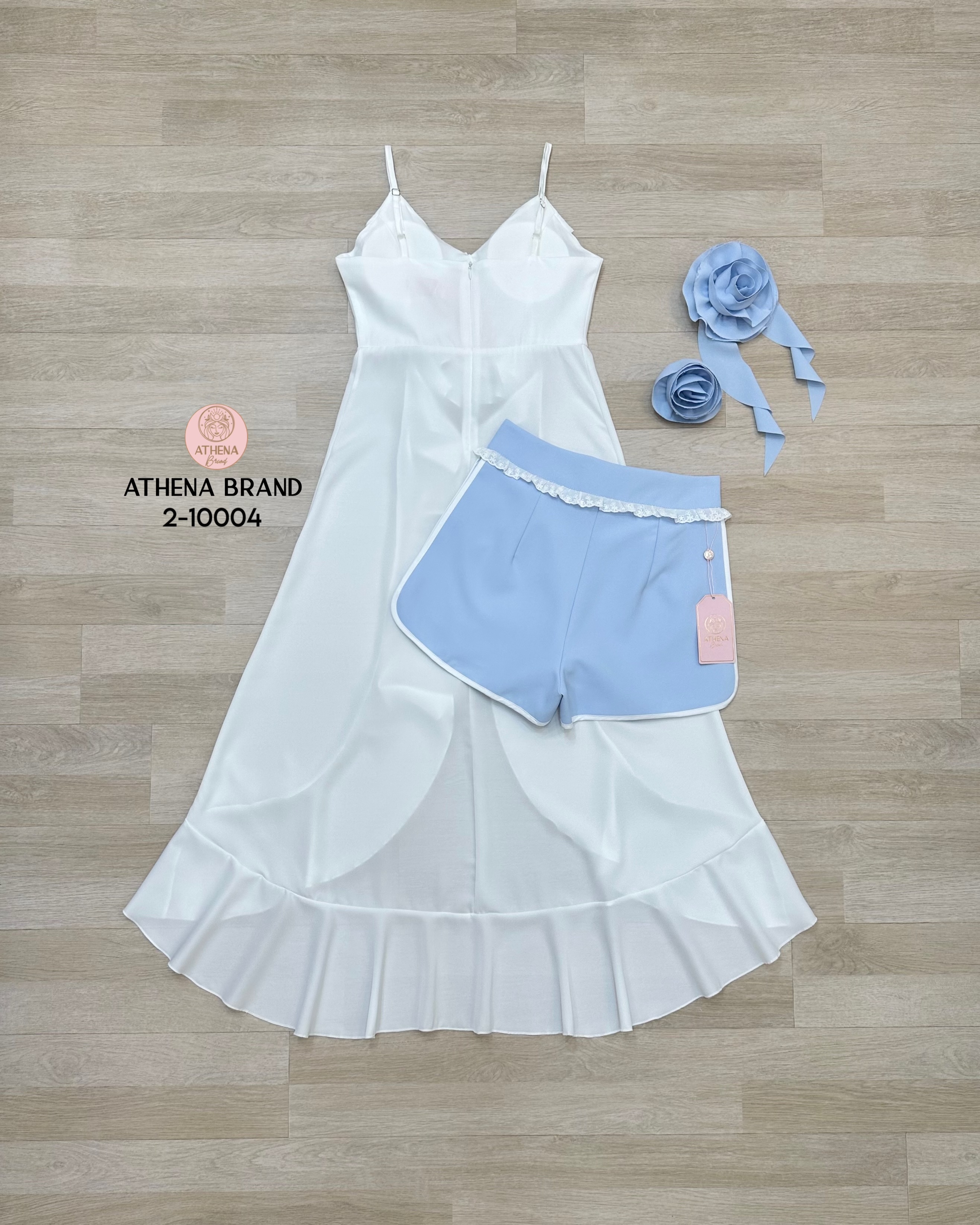 Tag 🔖 :Athena (อธีน่า) Brand Detail :: เสื้อ+กางเกง+เข็มกลัด เสื้อสายเดี่ยวดีไซน์แต่งระบายไล่ระดับทิ้งตัวพริ้วๆ(ช่วงสายสามารถปรับระดับได้) หน้าอกเสริมฟองน้ำจัดทรงสวย มีซิปด้านหลัง แมตช์มาคู่กับกางเกงดีไซน์กุ๊นขอบลูกไม้น่ารัก สวมใส่แบบซิปด้านหน้าแล