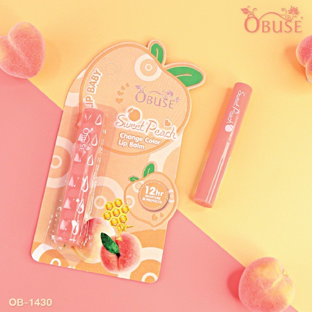 โอบิวซ์ ลิปมันเปลี่ยนสี กลิ่นพีช เรียวปากสุขภาพดี 1.7g OB1430 Obuse Sweet Peach Lip Balm ❤