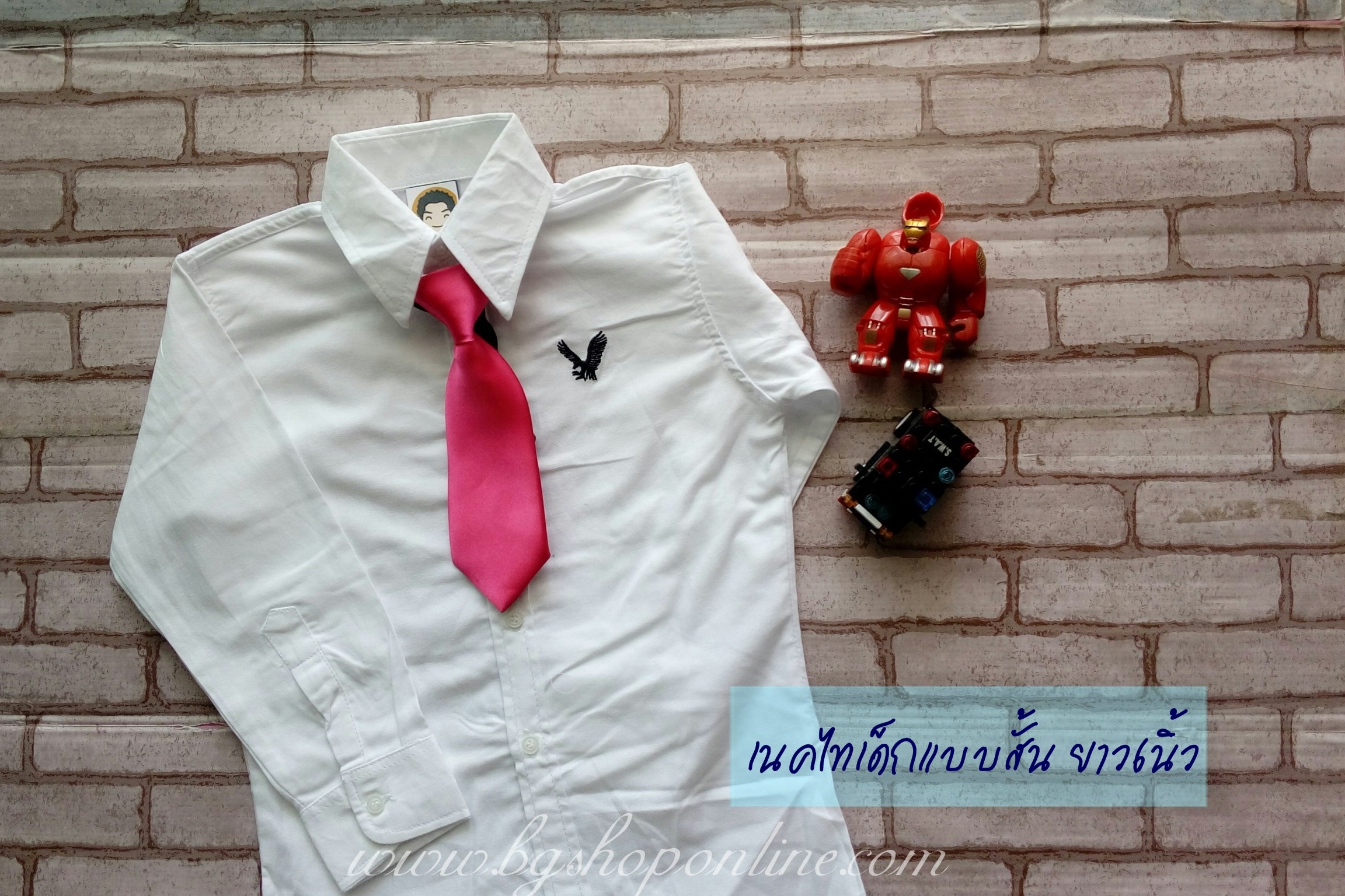 เนคไท AA สีชมพูเข้ม แบบสั้น ความยาว 6" ชมพูเข้ม 6 นิ้ว
