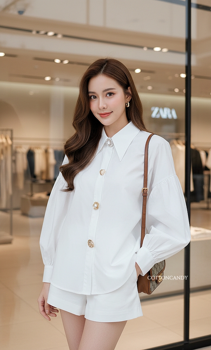 Tag#cottoncandy เสื้อเชิ๊ตทรงoversize รุ่นนี้ดีเทลแต่งกระดุมนำเข้าล่าสุดรุ่นนี้แนะนำเลยคร่าาาา ทรงสวยใส่สบายมากๆ เล่นดีเทลกระดุมสั่งพิเศษ งานดีสุดๆ แมทง่ายๆได้ลุคสุดปังเลยคร่าาาา