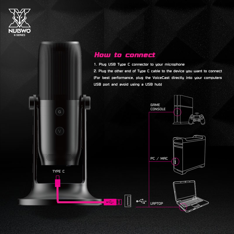 NUB-X300 NUBWO X CONDENSER MICROPHONE USB SKU-02159
