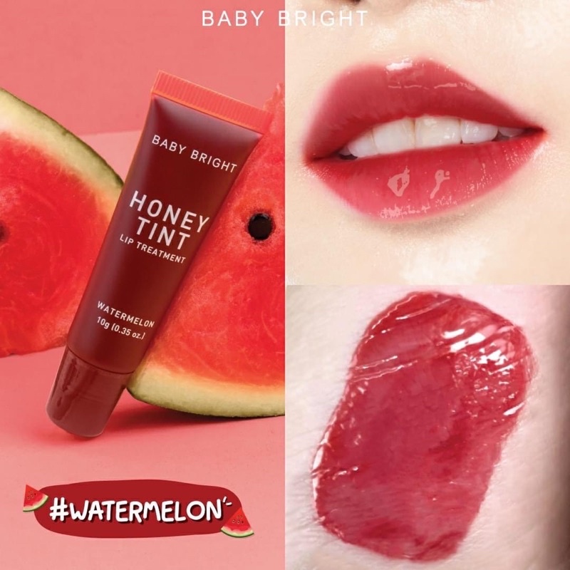 Baby Bright HONEY TINT LIP TREATMENT ฮันนี่ทินท์ 10g เบบี้ไบร์ท วอเตอร์เมล่อน ลิปทิ้นท์ ลิปน้ำผึ้ง สยบปากคล้ำ
