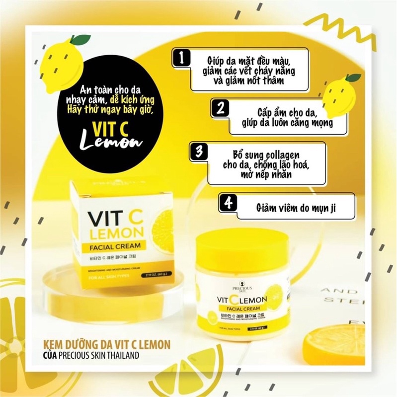 VIT C LEMON FACIAL CREAM 60 g ครีมทาหน้า วิตซีเลมอน ครีมวิตซี ครีมเลมอน