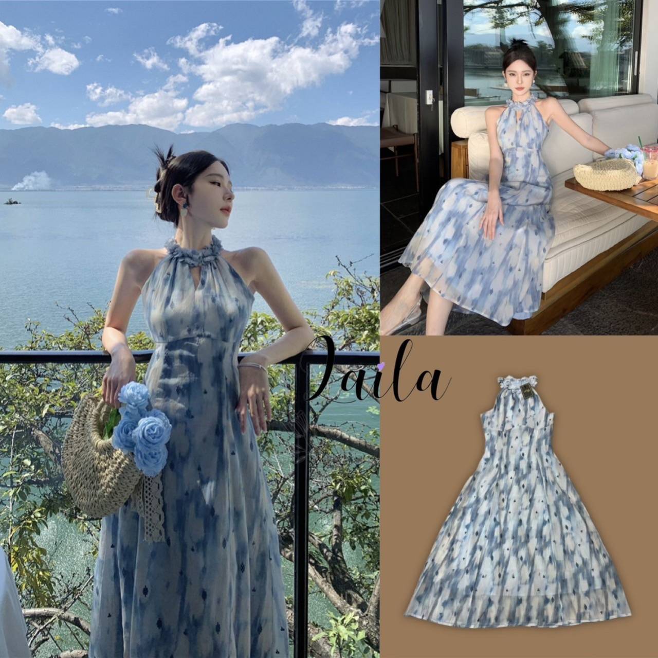 เดรสยาวทรงปล่อยๆใส่สบายผ้าชีฟองเกาหลีพริ้วๆสวยทรงคอยูดีไซน์ดอกไม้รอบคอใส่ให้เข้ารูปสวยสุดๆเลยค่า งานนี้สาวกทะเลต้องไม่พลาดค่า #byLaila #ชุดลายดอก #เดรสเกาหลี #เดรสลายดอก