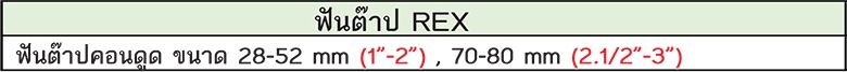 REX ฟันต๊าป รุ่น คอนดูด ขนาด28-52mm (1/2") , 70-88mm (2.1/2"-3")