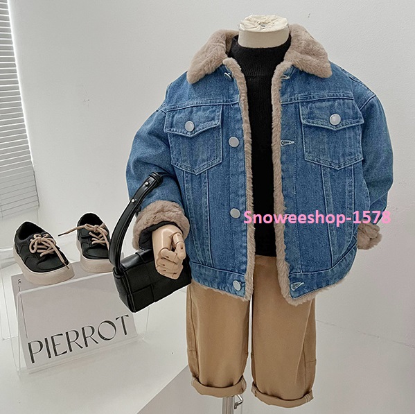แจ็คเก็ตขนแกะเด็กชาย เด็กผู้หญิง แจ็คเก็ตยีนส์เด็กใส่กันหนาว กันลม กันหิมะได้ บุขนแกะสังเคราะห์หนาใส่แล้วไม่คัน นุ่มนิ่มทั้งตัวใส่ได้ทั้งเด็กผู้หญิงและเด็กผู้ชายไซ 80 ถึง 140