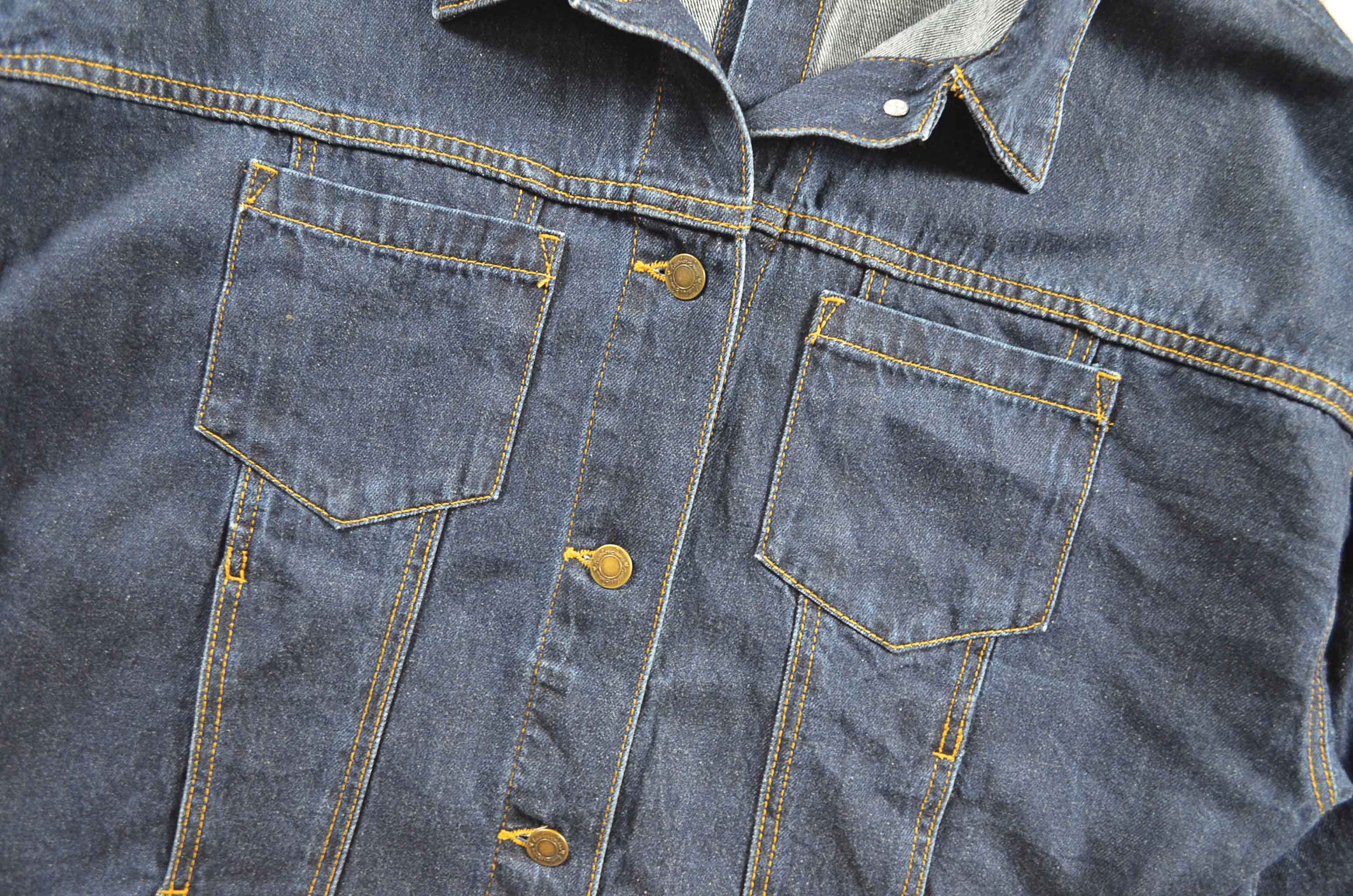 JEANS อกจริง46' (XL) เสื้อแจ็คเก็ตยีนส์ เสื้อยีนส์แขนยาวหญิงชาย สีเข้ม ผ้านุ่มใส่สบายทรงสวย