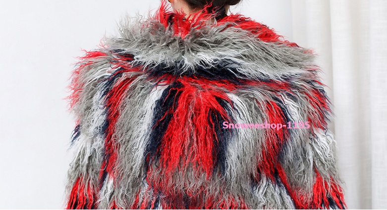 เสื้อคลุมมองโกเลียผ้าคลุมไหล่ขนเฟอร์ขนแกะยาวพร้อมฮู้ด แต่งไล่ระดับหน้าหลัง ซับในหนาใส่เสื้อคลุมกันหนาวติดลบได้ดี ขนาดฟรีไซส์ถึงรอบอก 55"